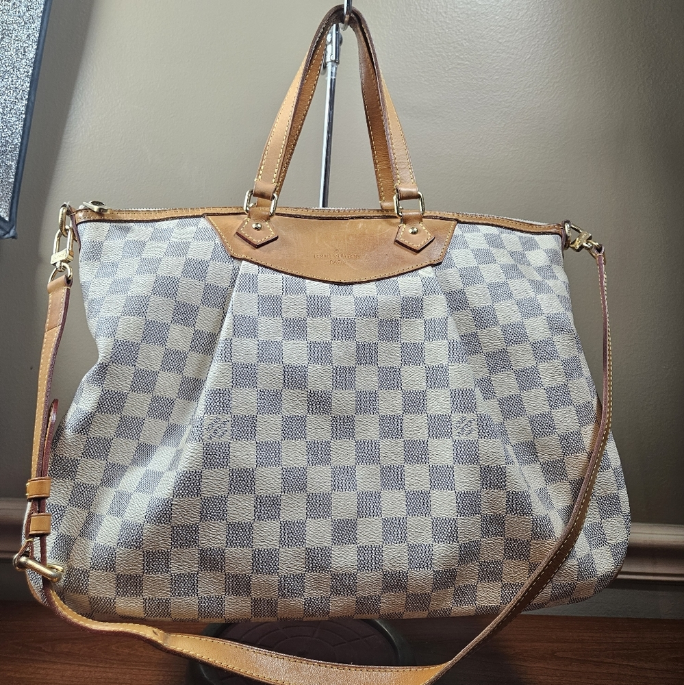 Auth Louis Vuitton Siracusa GM Demier Azur Handbag bag